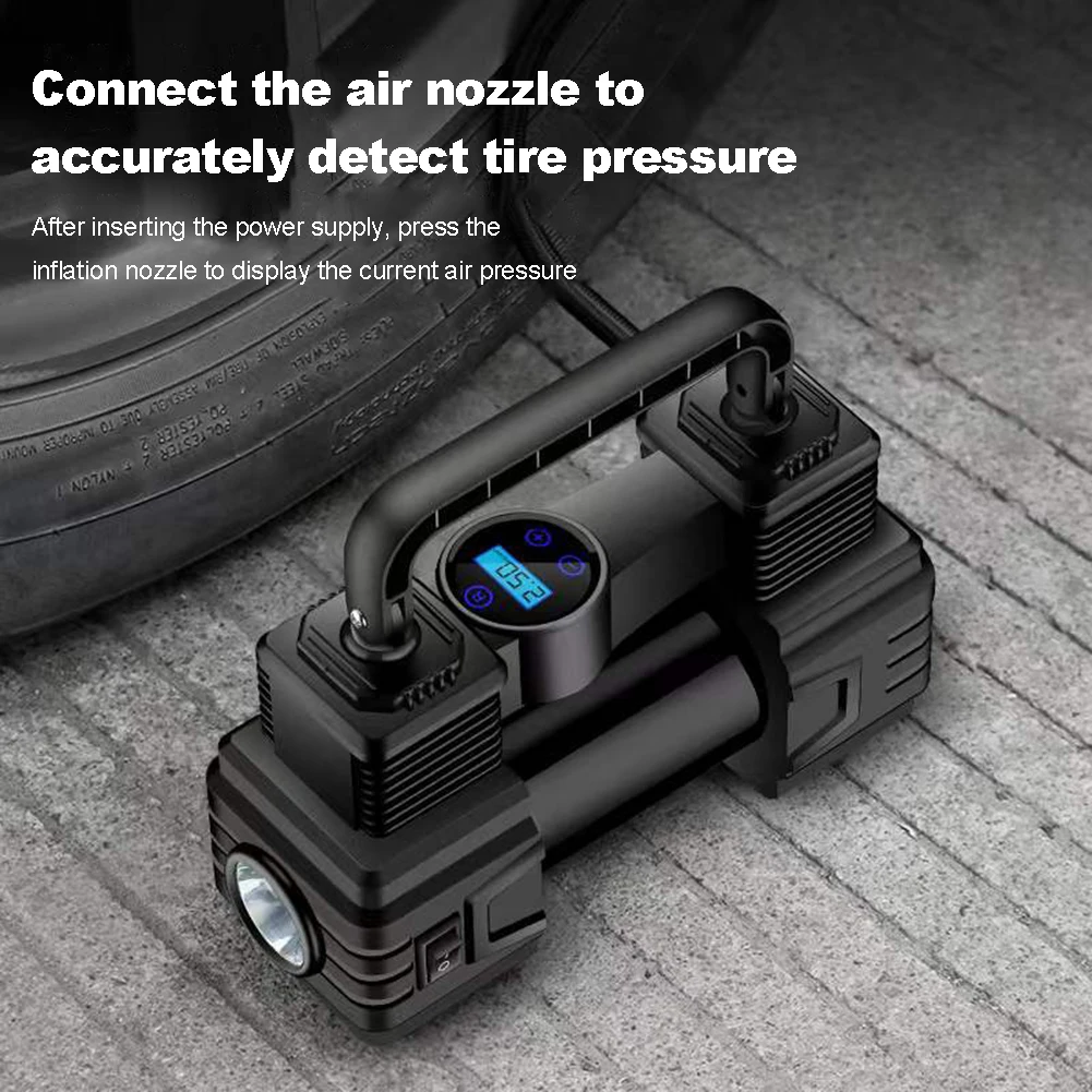 

Heavy Duty Air Compressor High Precision Car Tire Pump 150 PSI 12V Auto Inflatable Pump LED Emergency Flashlight for All Vehicle