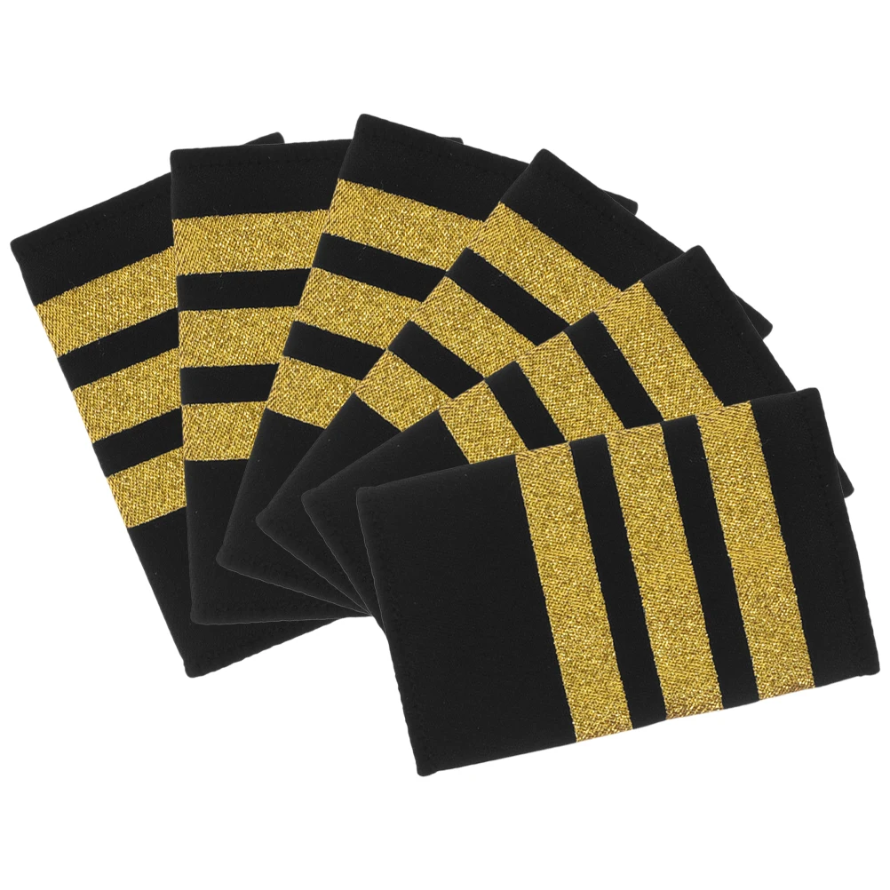 

6pcs Golden Shoulder Epaulettes Woven Tape Pilot Embroidered Airline Captain Ribbon Durability Professional Appearance
