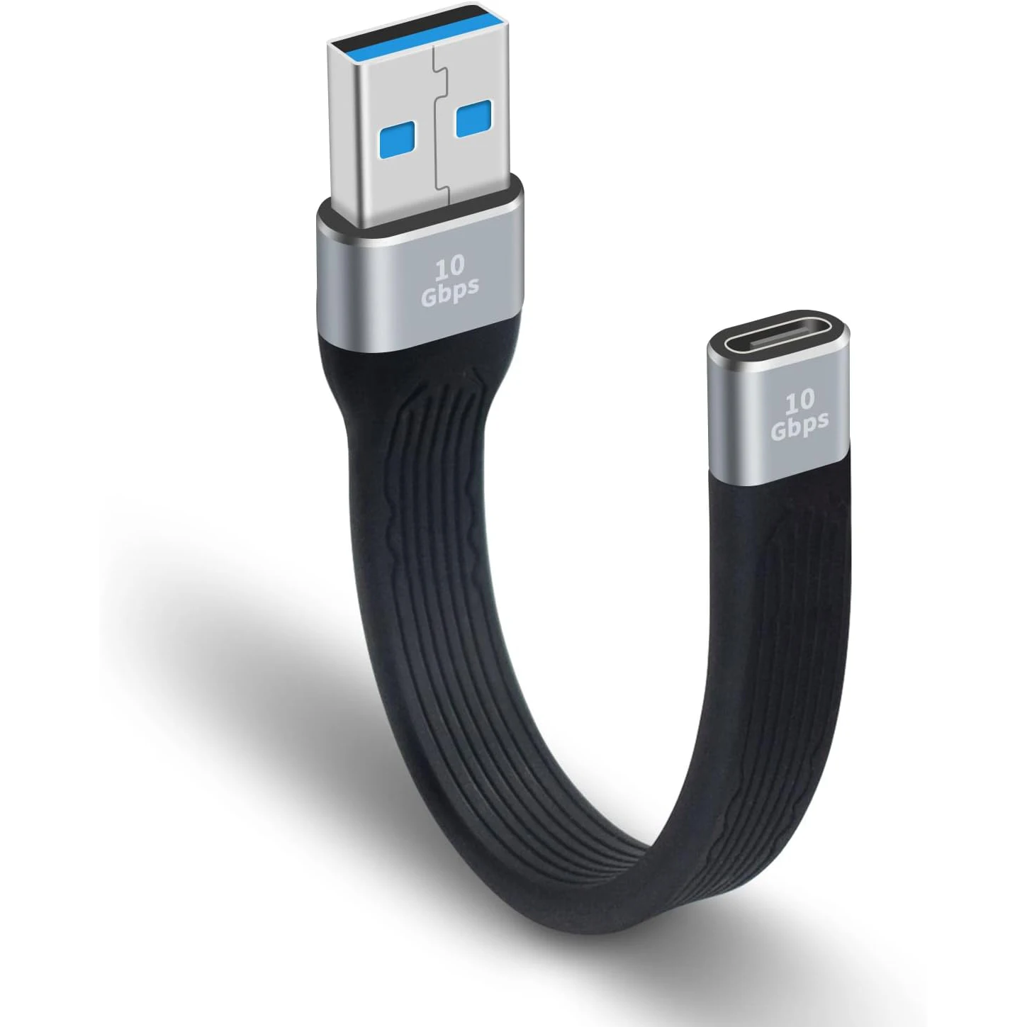 Cable adaptador USB C hembra A USB A macho, cargador, plano suave, corto, 10gbps