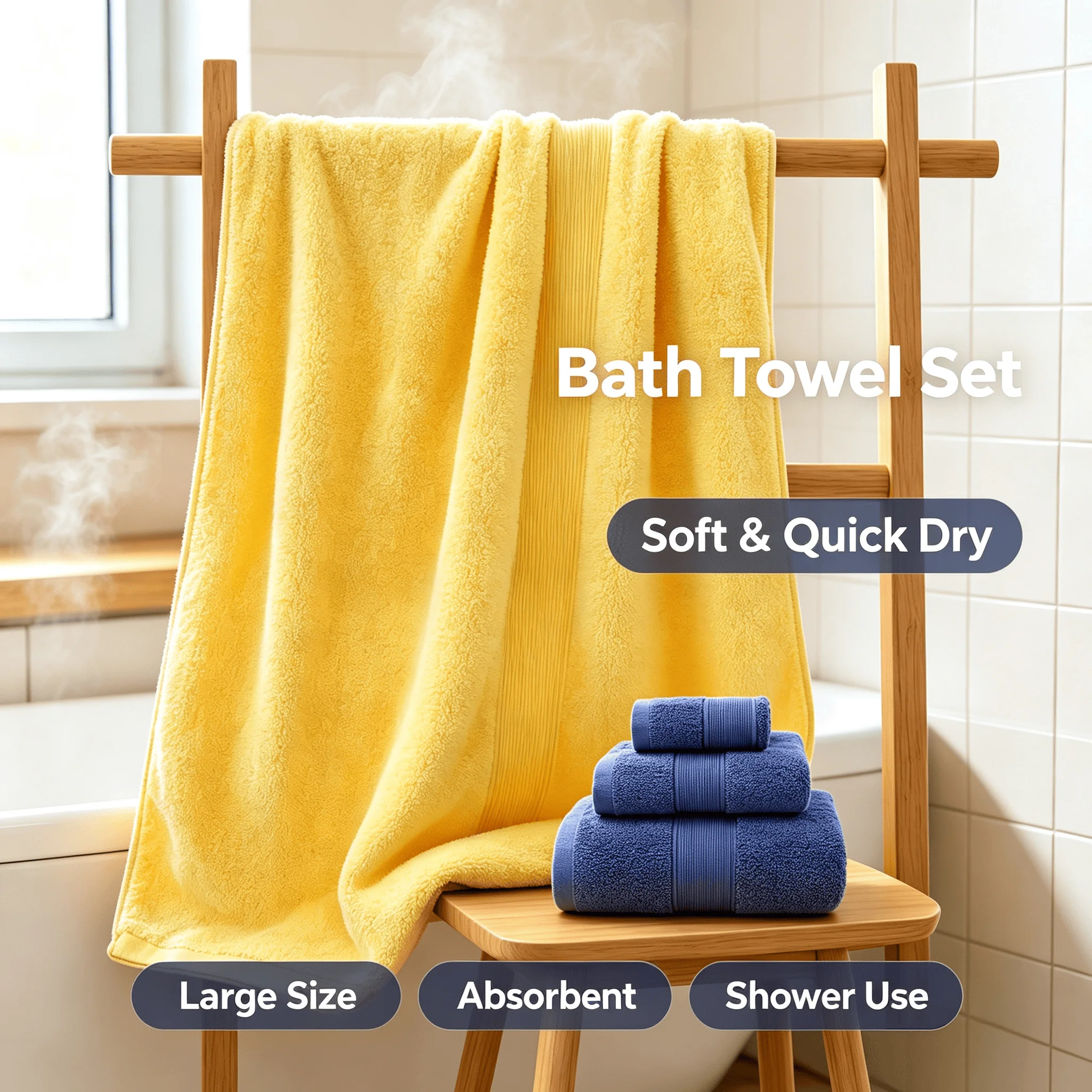 Ultra‑Fluffy 800GSM Egyptian Cotton Bath Towel 3Pcs Set Quick Dry Absorbent Large Shower Towel for Bathroom Daily Use