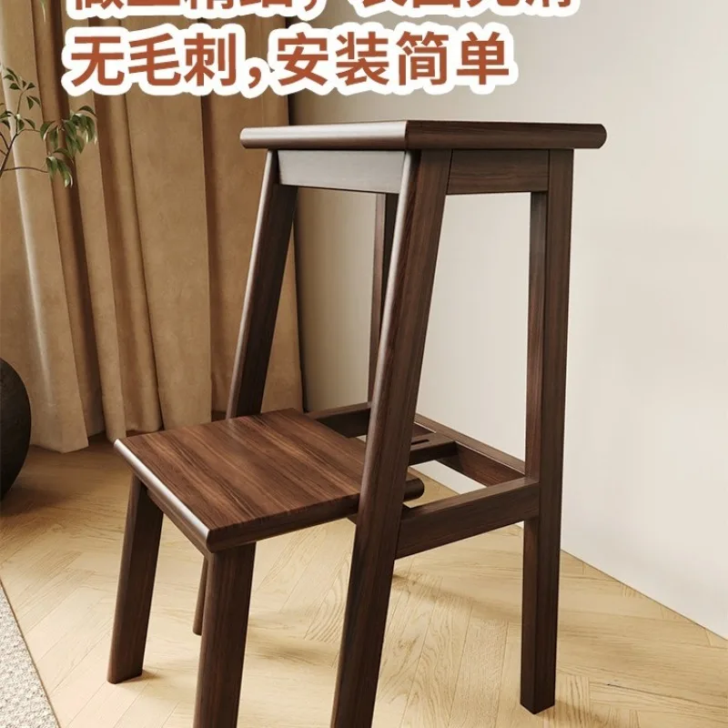 Solid wood multi-functional dual-purpose household folding ladder chair stair stool indoor ladder