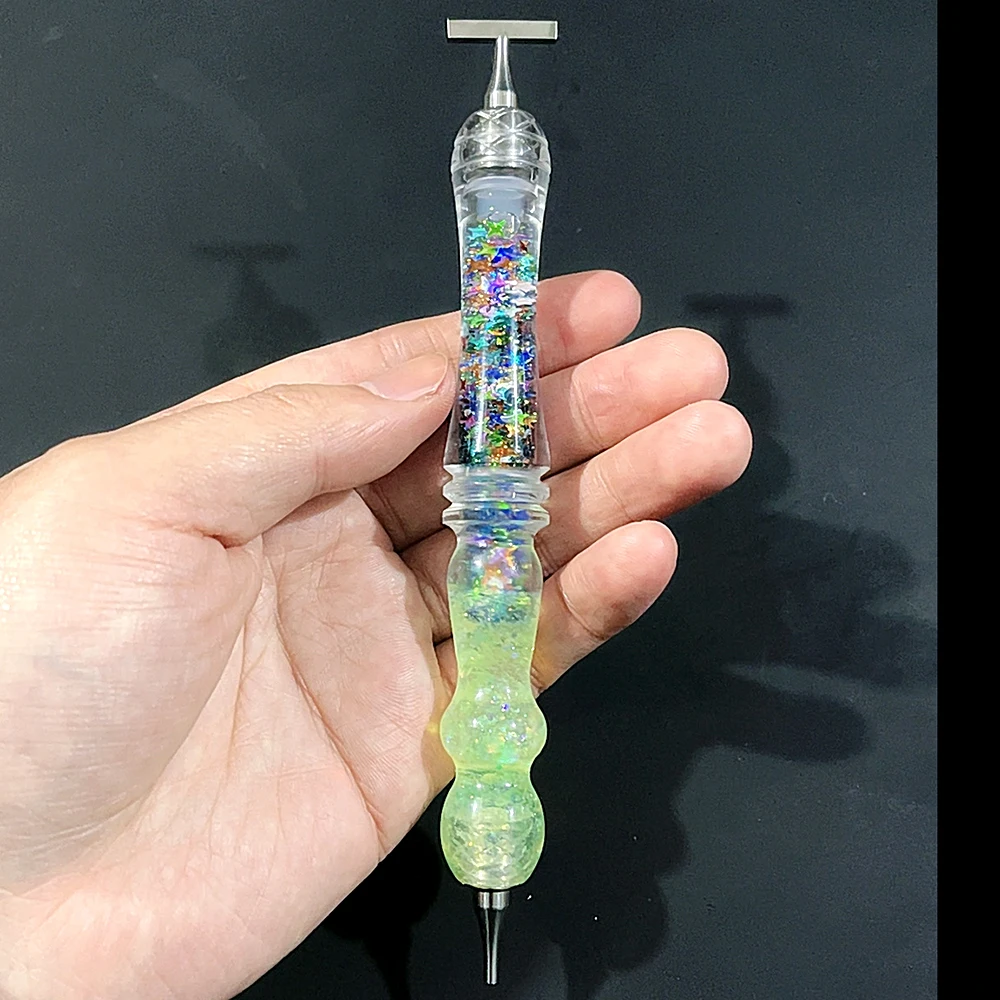 HOMFUN Glanzende Quicksand Diamond Painting Pen, Kleurrijke borduurwerk gereedschap met schroefdraad, metalen schroefdraad tips accessoires