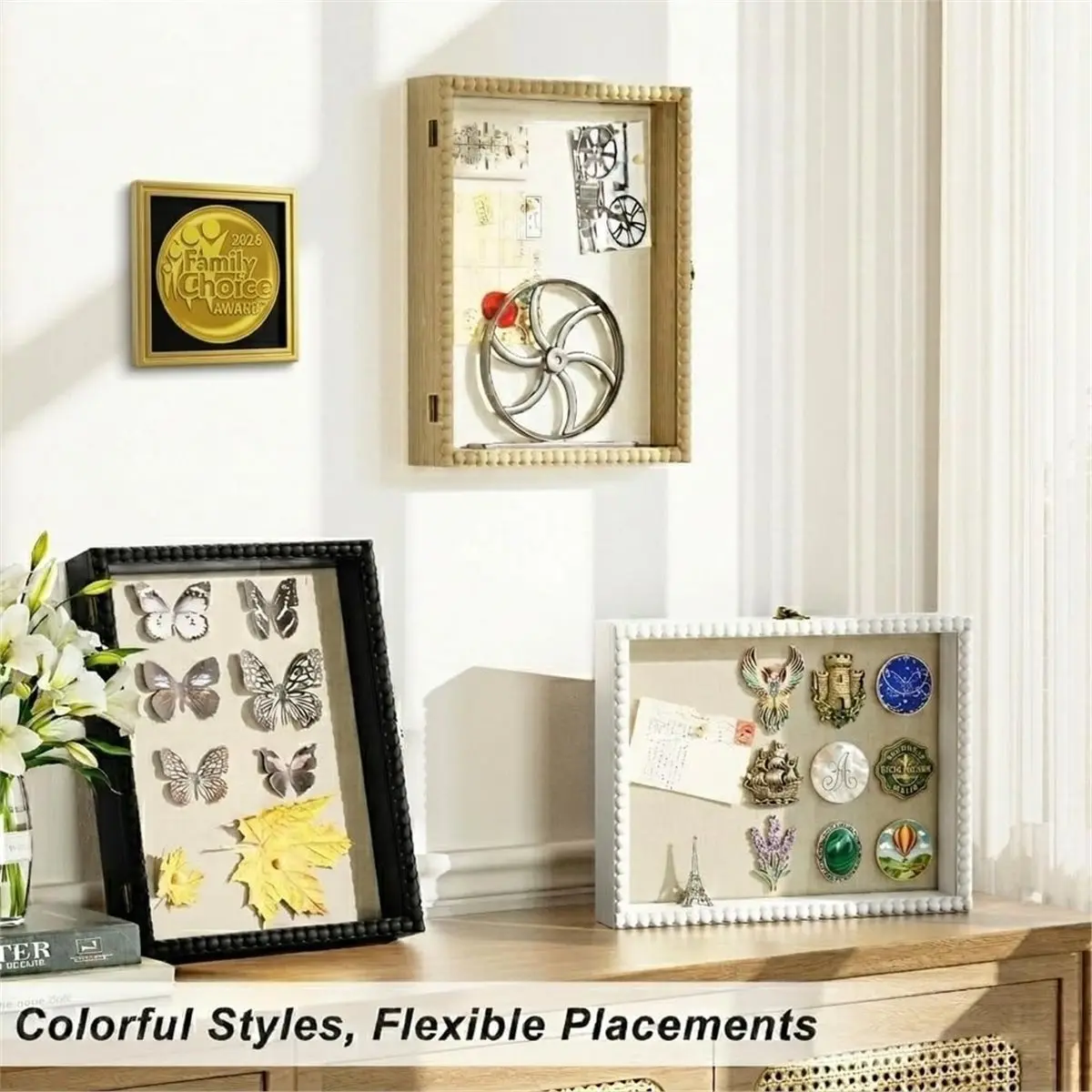 【MUST-HAVE LIST】 European Hollow Flip Magnetic Photo Frame, Dried Flower Specimen Display Frame, Wooden Frame Shadow Box