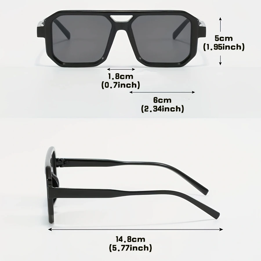 4-pack Square Irregular Double Beam Fashion Trendy Glasses for Men and Women, Simple and Stylish,