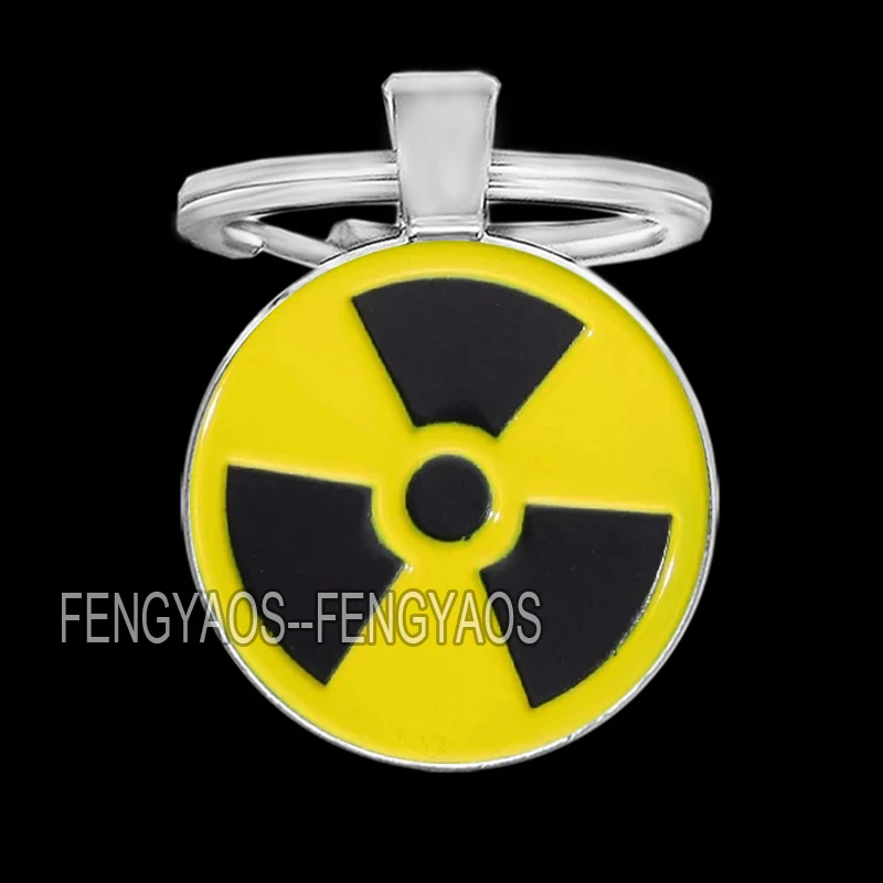 Radiation Symbol Keychains for Door Yellow Warning Sign Keychain for Key Purse Bag Keyring Gift for Friends