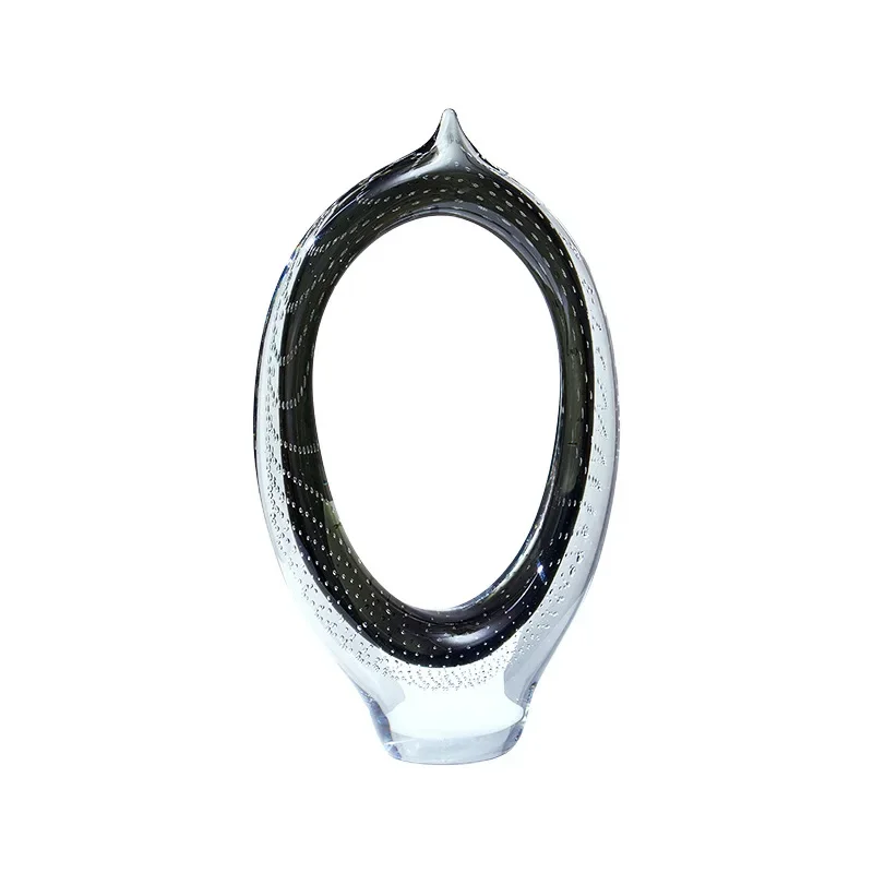 

Modern light luxury black hollow glass art ornament bedroom dining room living room entrance countertop glass handicraft pendul