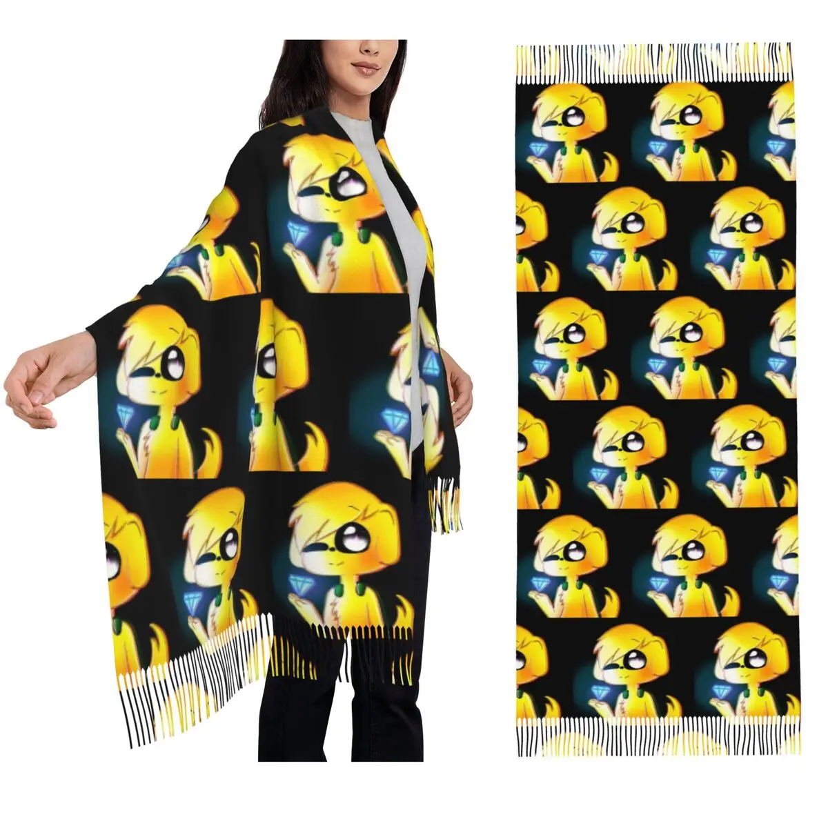Divertido m-mikecrack-s abrazo diamante cómic Anime bufanda borla bufandas mujeres suaves y cálidos chales y chales grande Otoño Invierno chal