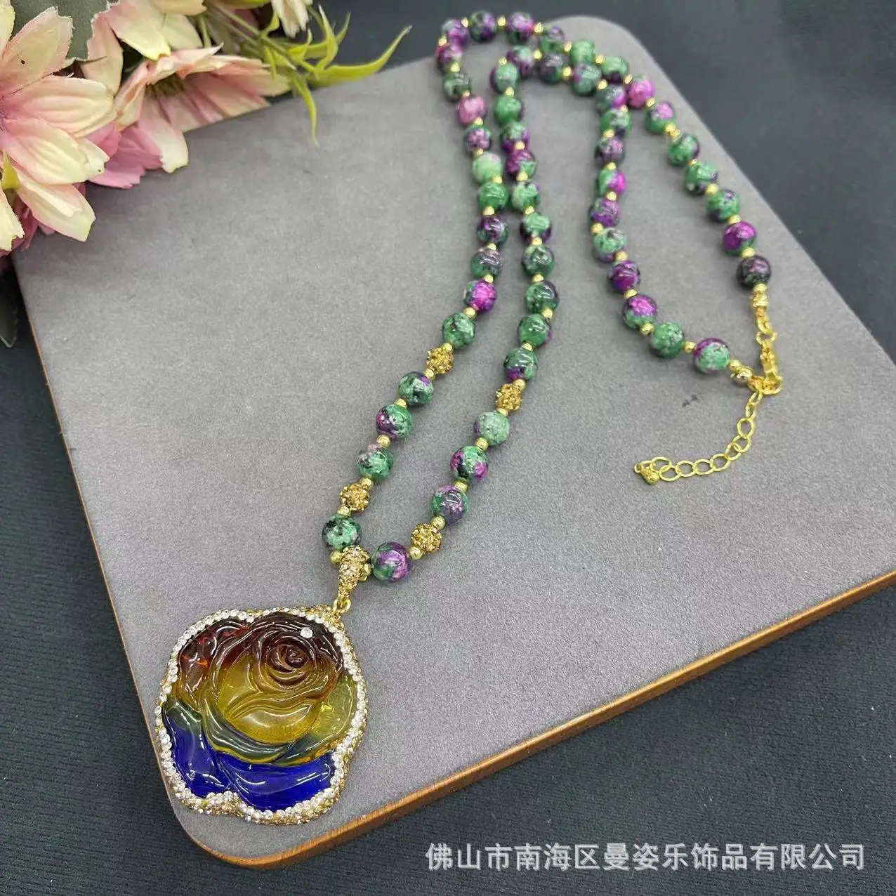 DIY accessories New red and green treasure chain rose The glazed pendant sweater chain, a must-have for autumn and winter New me