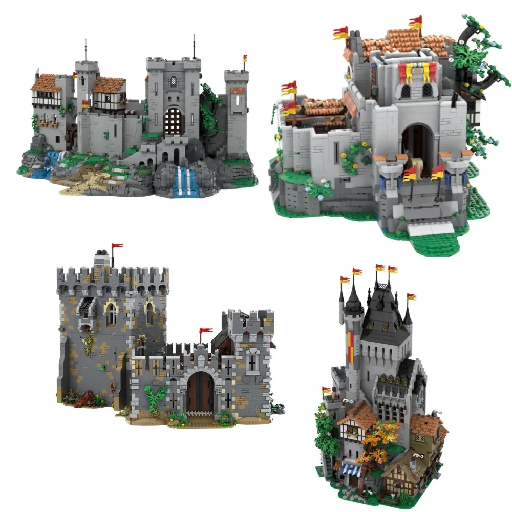 MOC Classic Lionsss Kasteel Architectuur Bouwstenen Model Leeuwen Ridders Modulaire Stad Bricks Gemonteerd Speelgoed Kinderen Gift