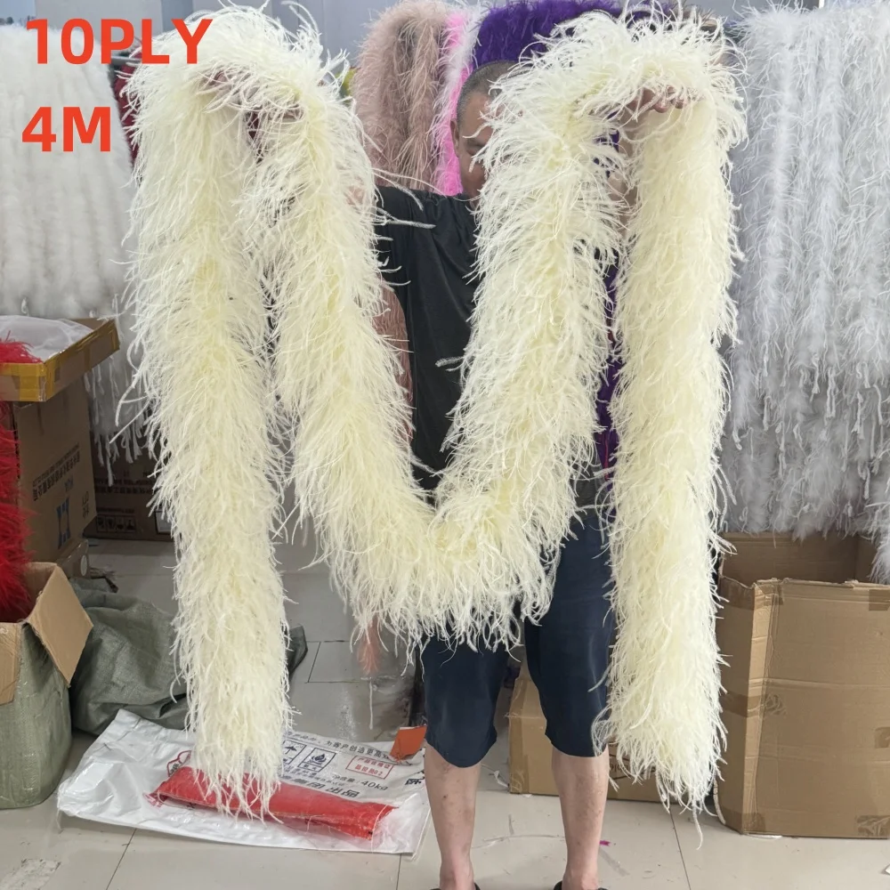 6 10 20Ply Ostrich feather boa Fluffy Ostrich Feather Boa Ribbon 2 3 4Meters for Carnival Stage Dress Sewing Decoration plumas