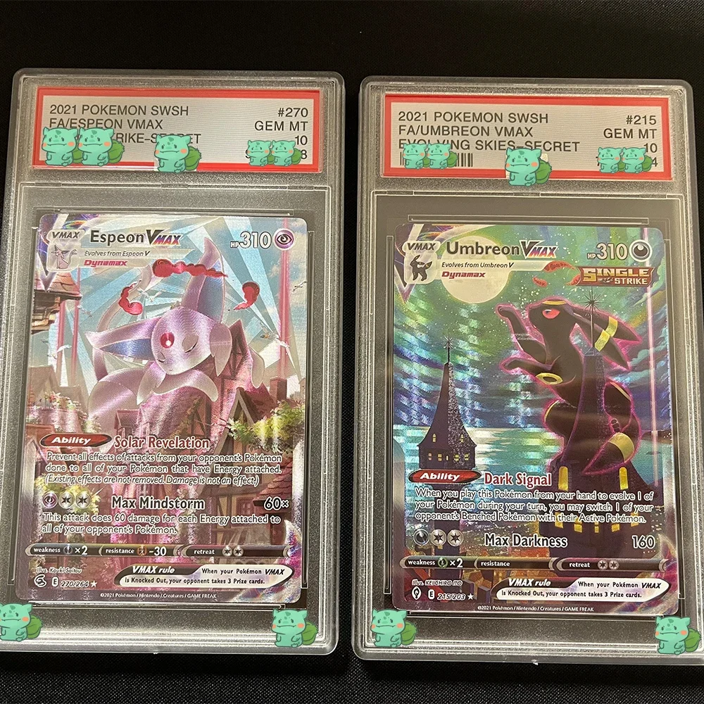 Cartes de collection graduées PTCG, étiquette holographique, version anglaise, reconnaissance Eevee, SWSH UMBREON, VMAX ESPEON, VMAX GEM MT10