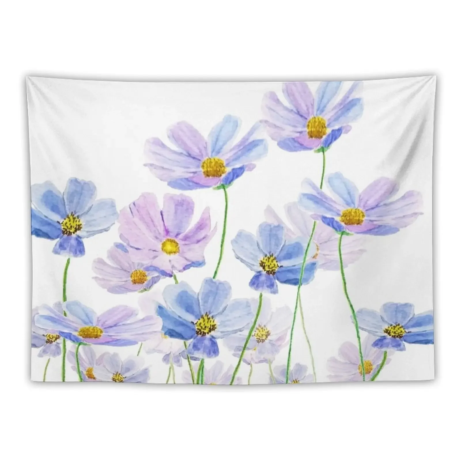 

purple and blue cosmos flower watercolor Tapestry Wall Hanging Decor Home Supplies Decor For Bedroom Tapestry