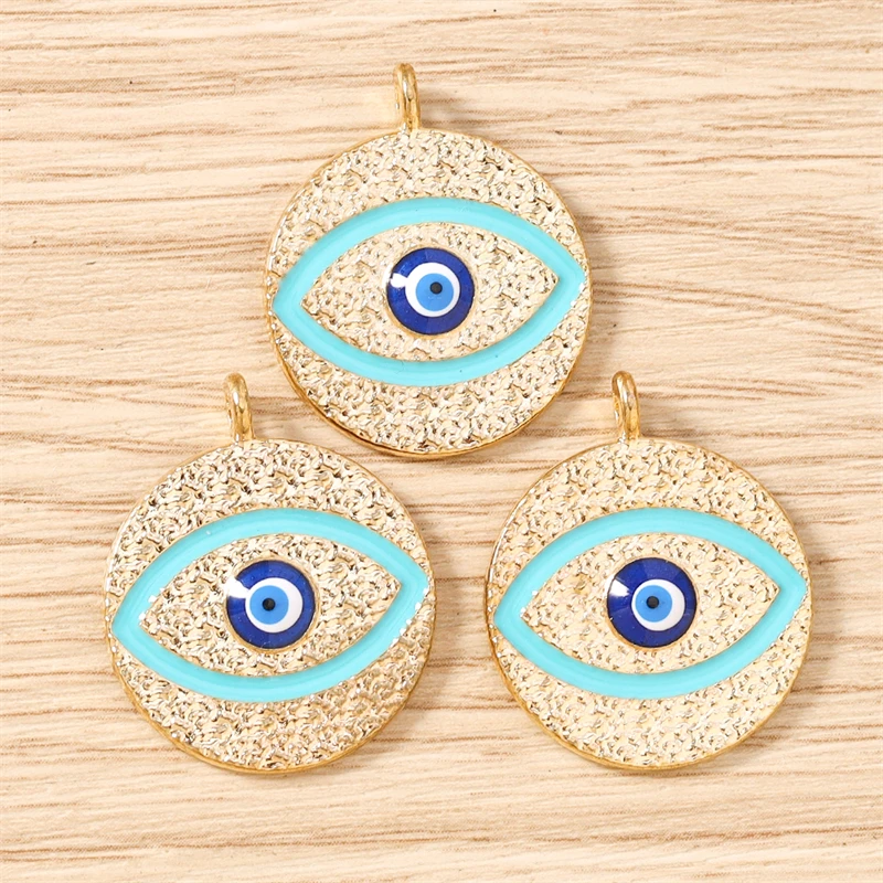 10 Stück 22x26mm Niedliche Emaille-Metall-Anhänger mit Bösem Auge für Schmuckherstellung, Ohrhänger, Halsketten, DIY-Bastelzubehör – Detail 6