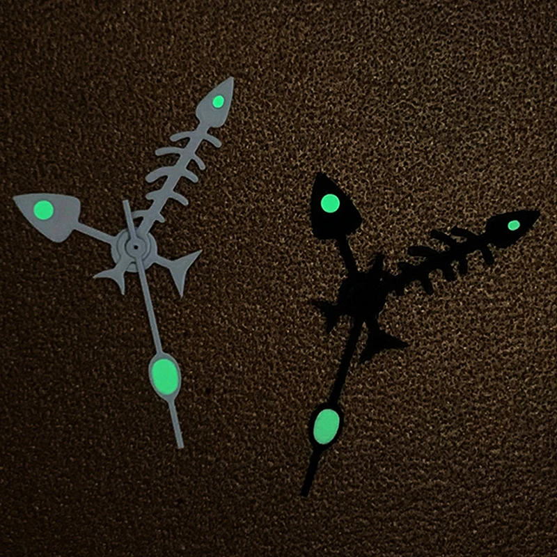Steel Fish Bone Needles Watch Hands Pointer Green Luminous Replacement Modified Part For NH35/NH36/4R/7S Movement Accessories