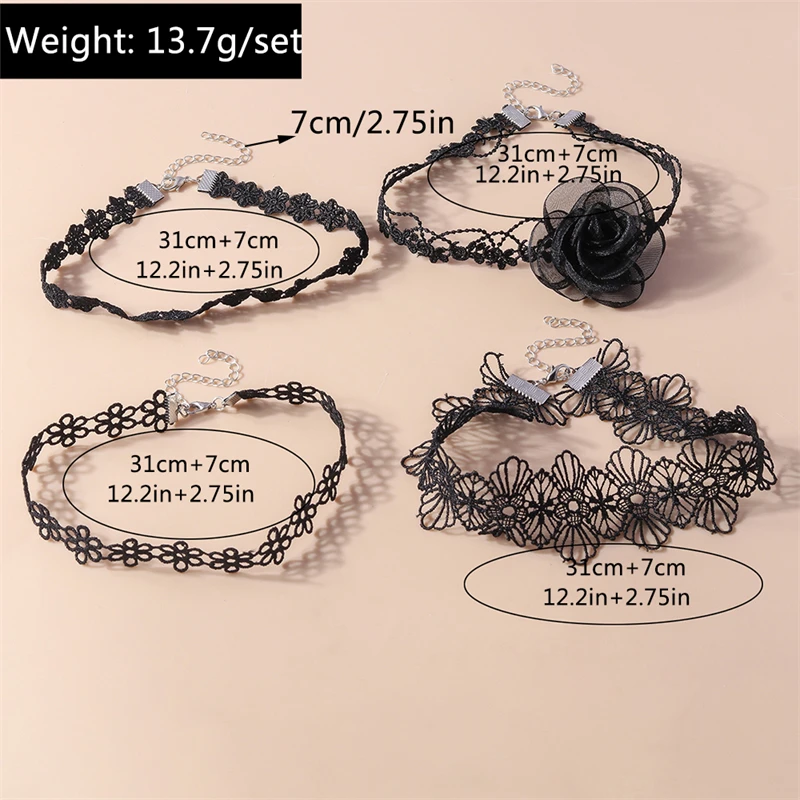 Koreanischer Stil, schwarze Spitze, Blumen-Halskette für Frauen und Mädchen, Party, Festival, Schmuck, Geschenke – Detail 4