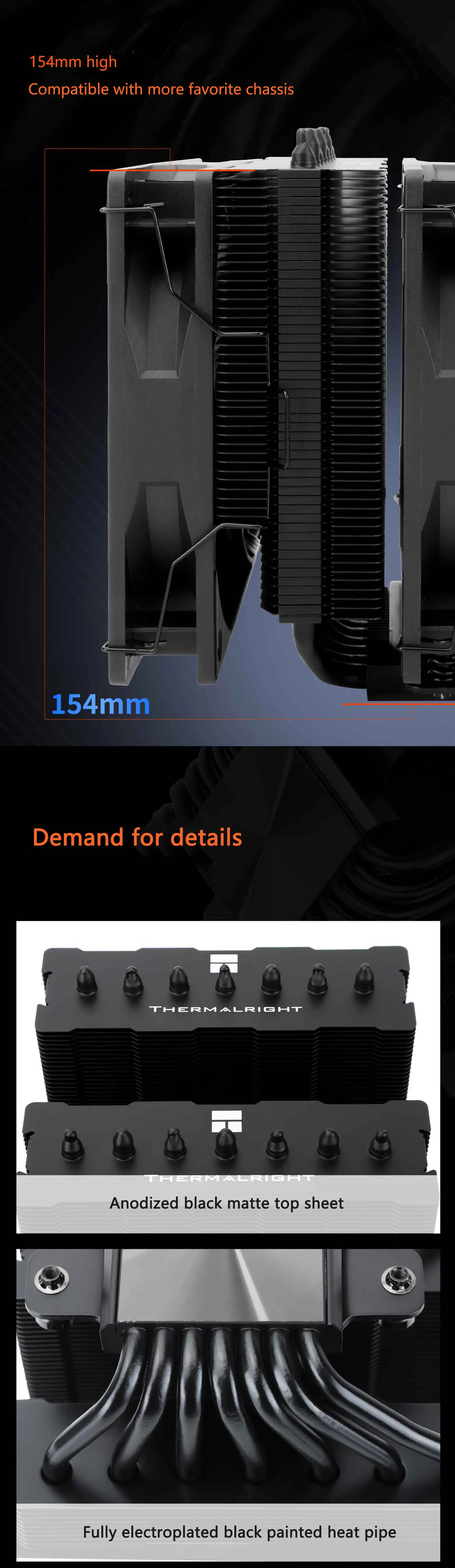 Thermalright Phantom Spirit 120 SE Black Computer case radiator,7x6mm heat pipe,Dual towers, dual fans, blackened nano coating