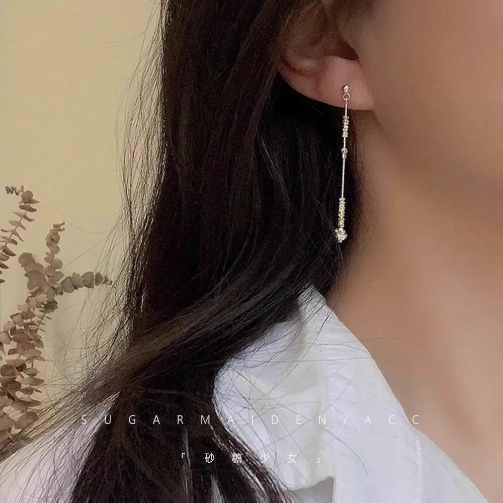 Personalized Simple Broken Silver Tassel Ear Wire Niche Light Luxury Ladies Banquet Gift Jewelry Wholesale Direct Sales