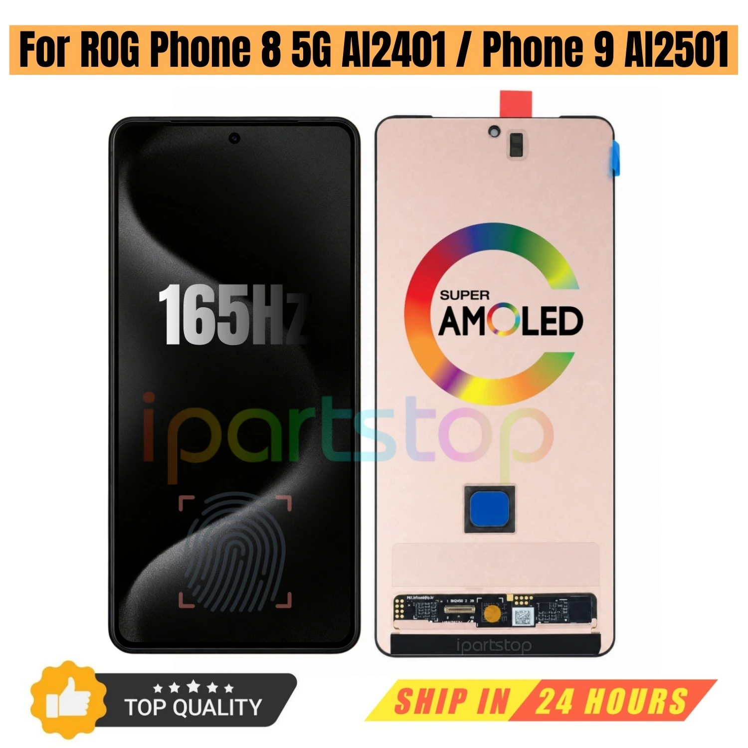 

iParts Replacement New Display for Asus ROG Phone 8 5G AI2401 AI2401_A Phone 9 AI2501 165Hz 185Hz AMOLED Touch Screen Assembly