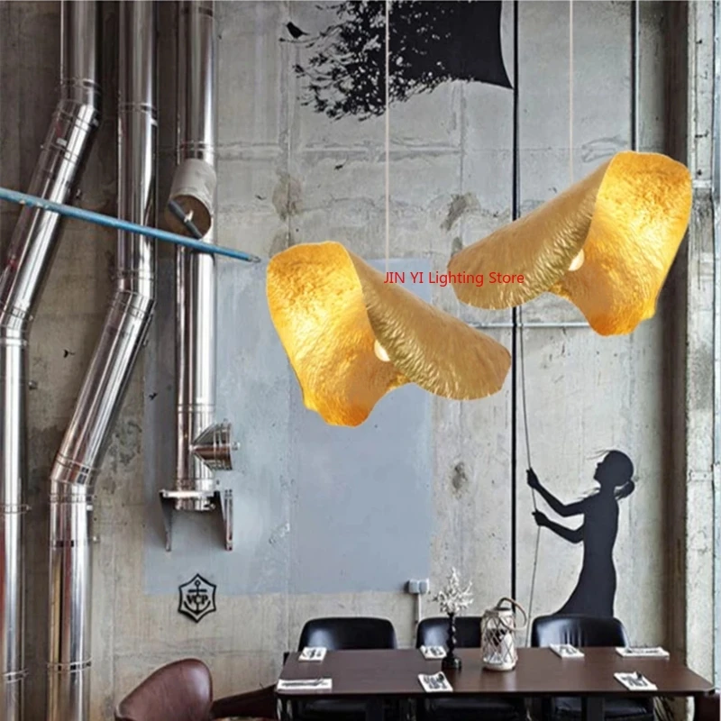 Designer Lotus Leaf Hat Copper  Pendant Lamp For Living Room Restaurant Light Bar Furniture Decorative Lights E14