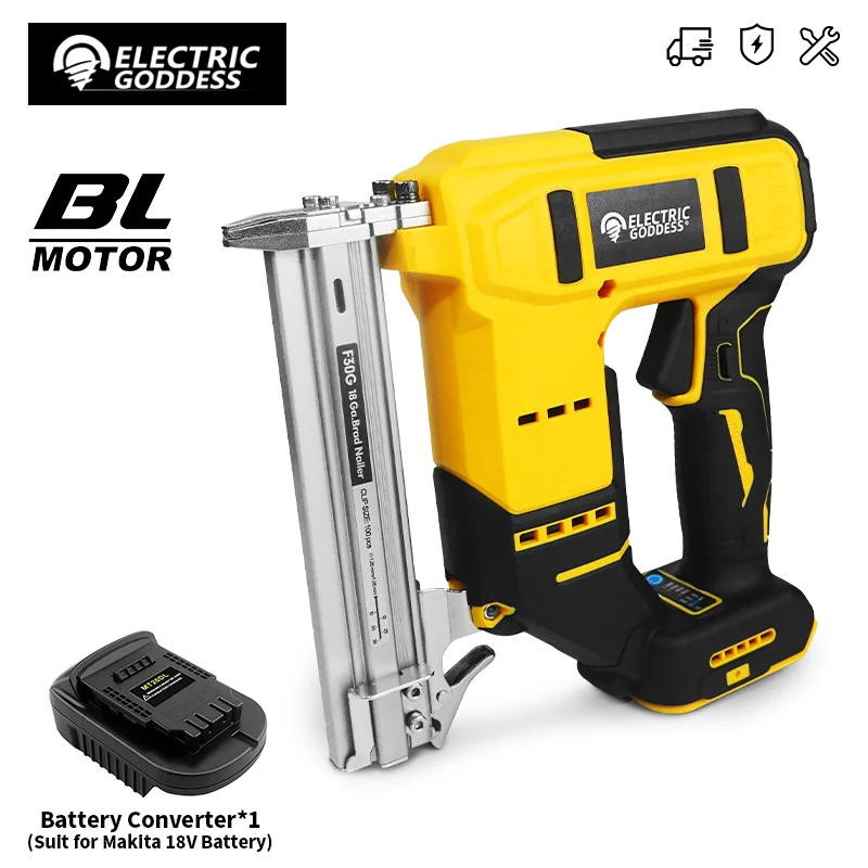 Электрический бесщеточный электрический пистолет для ногтей Goddess, беспроводной пистолет для ногтей Brad, деревообрабатывающий гвоздезабивной станок для Dewalt, 20 В, аккумуляторный пистолет