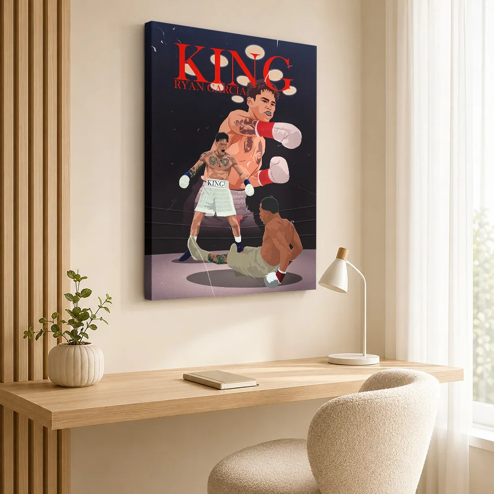 Ryan Garcia Boxing Framed Canvas Print Poster Bold Fight Style Canvas Wall Art With Customized Photo For Man Cave Ideal Fan Gift