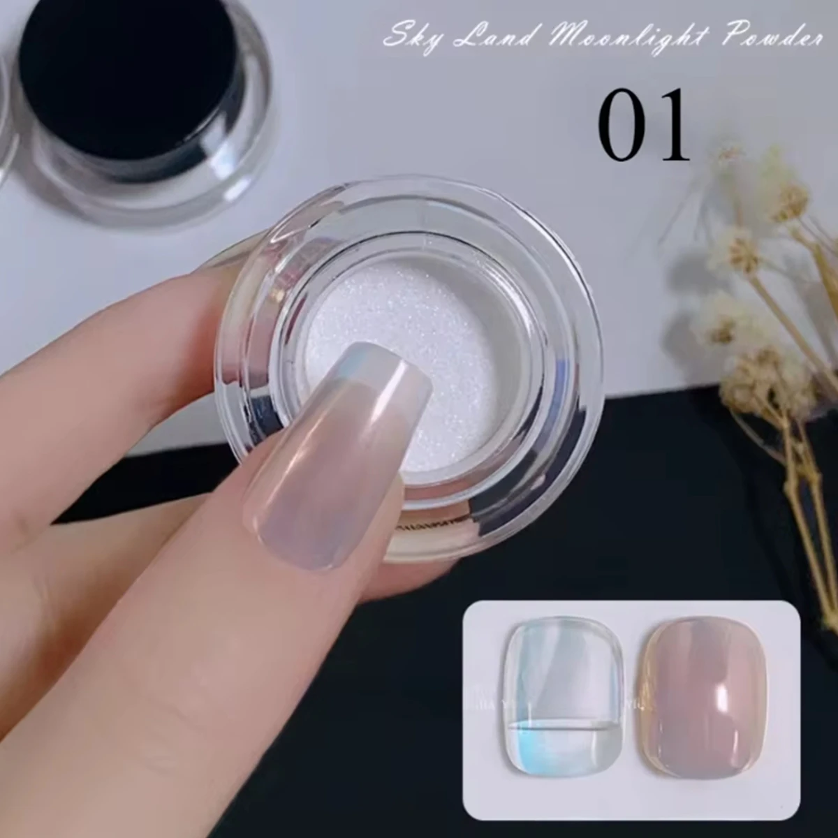 1/6 pezzi polvere per specchio magico per unghie polvere al chiaro di luna struttura metallica Aurora Sparkle Pearl creazione di nail art salone di casa fai da te Y2K