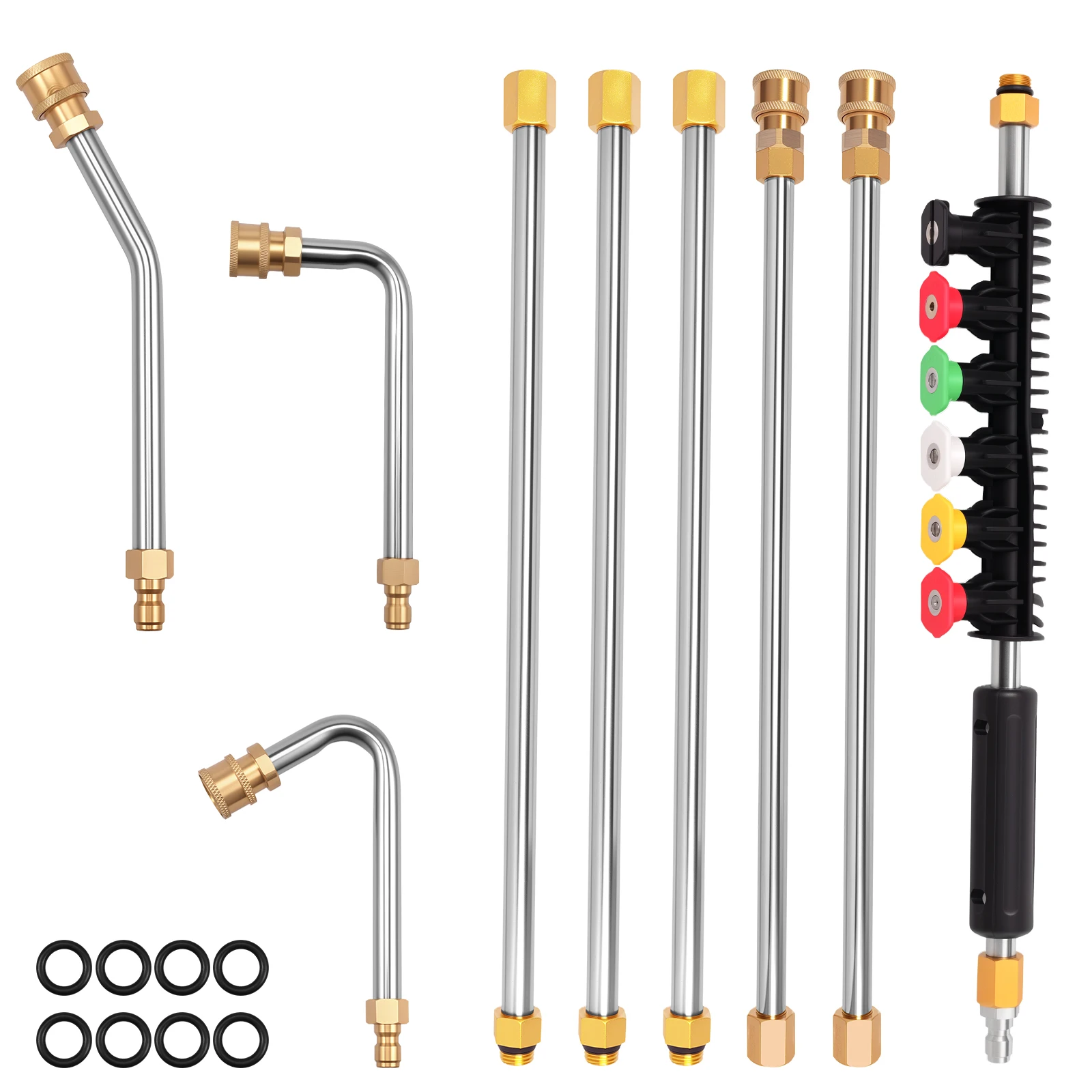 9Pcs Pressure Washer Extension Wand High Pressure Multi Angle Extended Quick Connect Car Water Spray Extension Rod