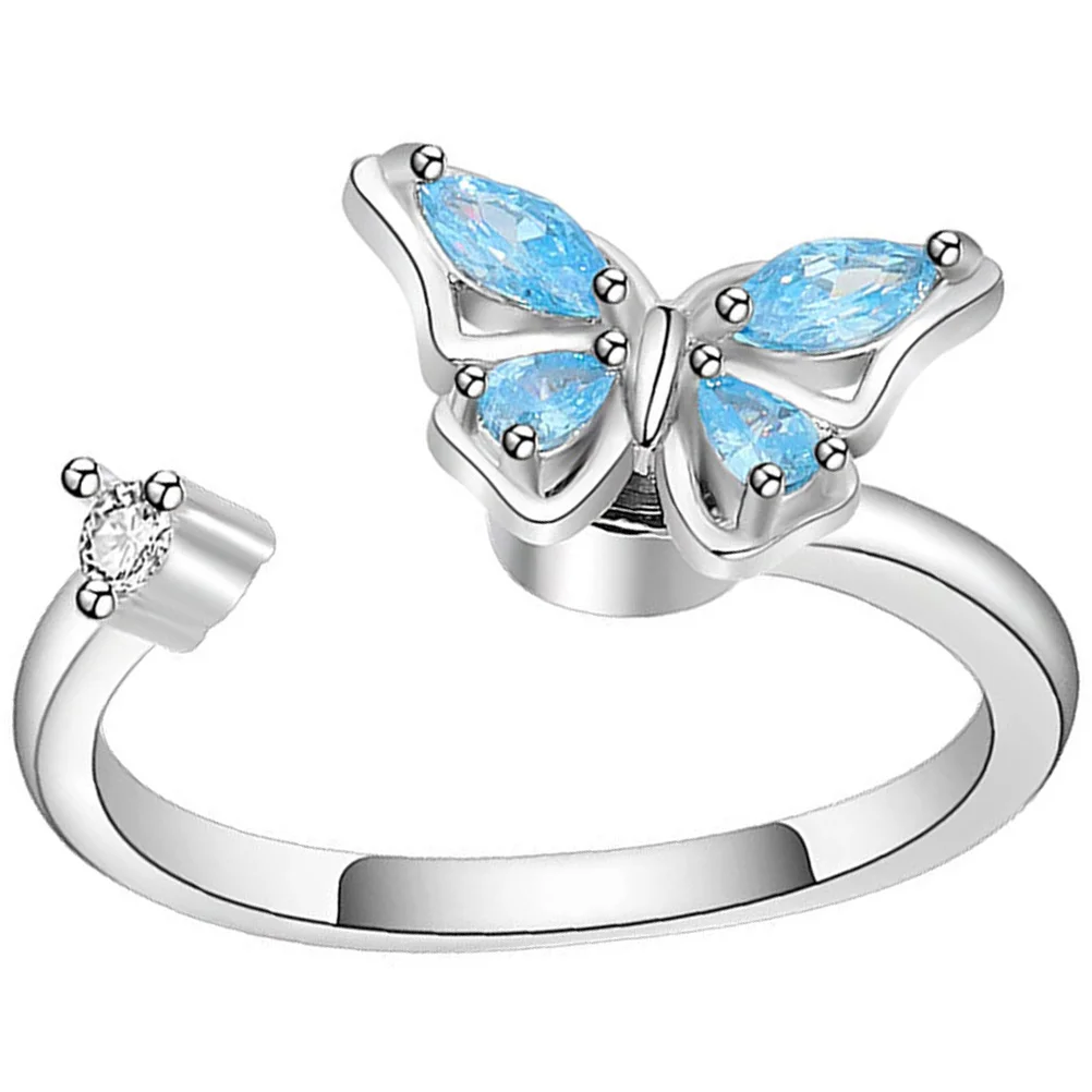 Anello con farfalle Piccolo anello delicato con strass aperto regolabile Anello regalo per donna Anelli gioielli Anelli estetici per ragazze adolescenti