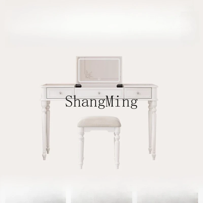 FG good-looking  solid wood dresser clamshell mirror bedroom premium cream style makeup table desk