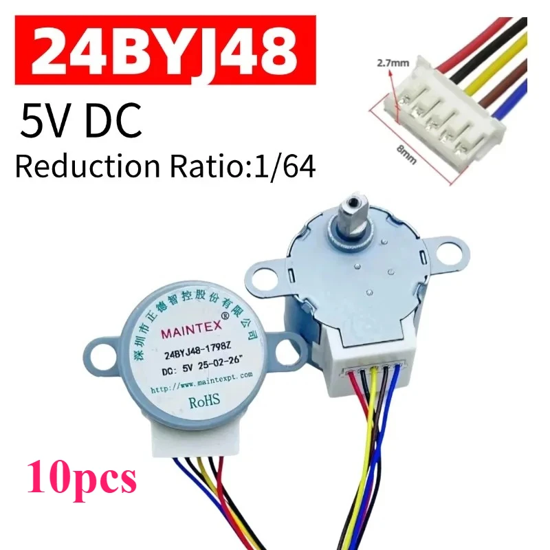 10 шт. 24BYJ48 шаговый двигатель 5 В 4-фазный 64:1 редуктор для Arduino 3D-принтер робототехника DIY проекты