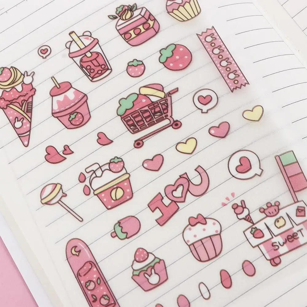 Sticker Cartoon Pink Girly Heart Frosted Sticker Decorative Sticker Anime Stickers Pink Flash Point Sticker Diary Stickers