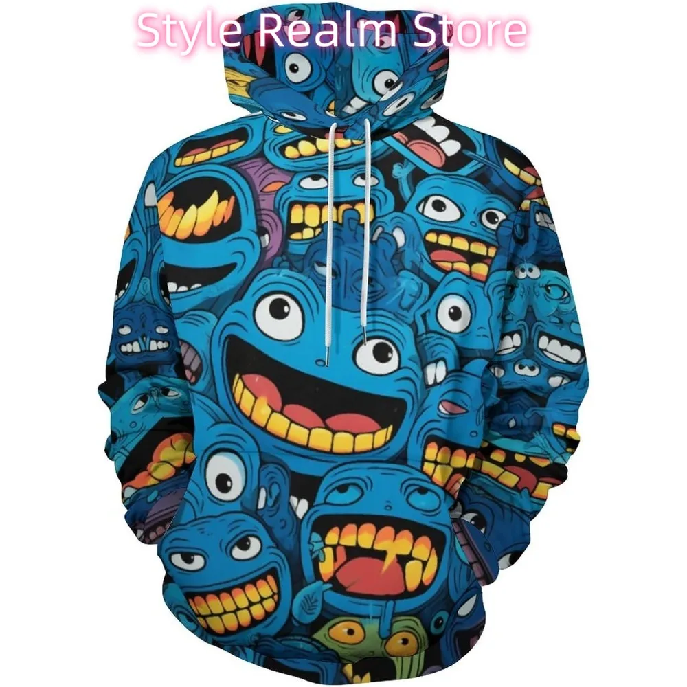 للجنسين الجدة جولة الوجه المبتسم هوديي الهبي عارضة طويلة الأكمام السترة هوديس