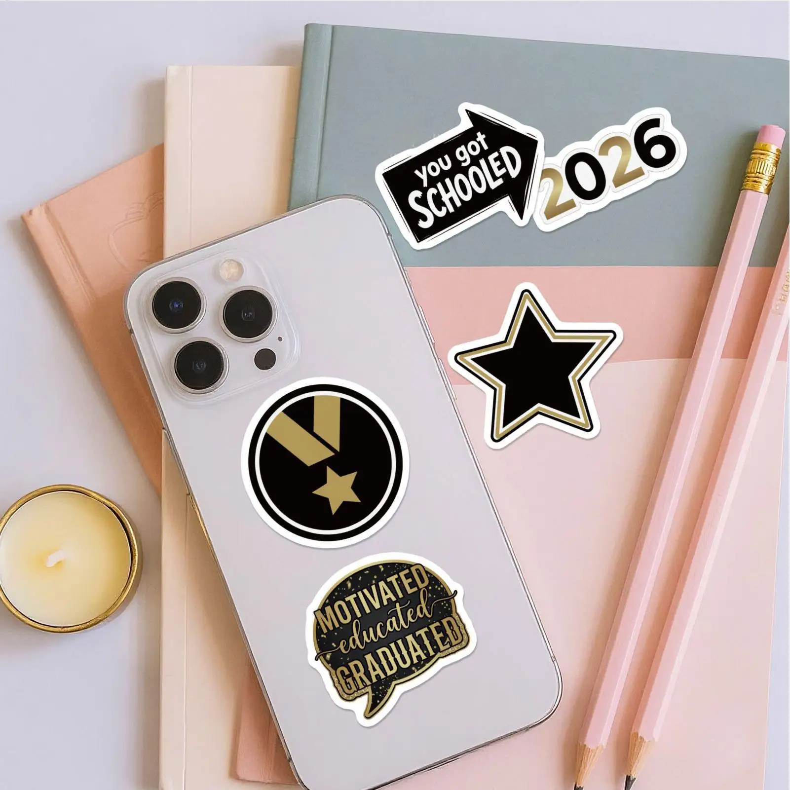Stickers For Students Waterproof Adhesive Assorted Stylish Decals 2026 Graduation Theme Decals For Boys Girls Laptop Water