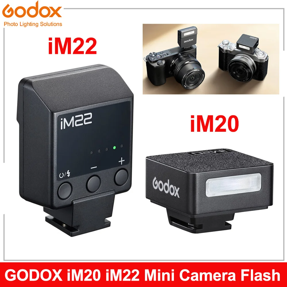 Godox iM20 iM22 Mini Flash Manual Flash for Various Camera Models 5 Output Levels of Power Universal Hot Shoe Mount Camera Flash