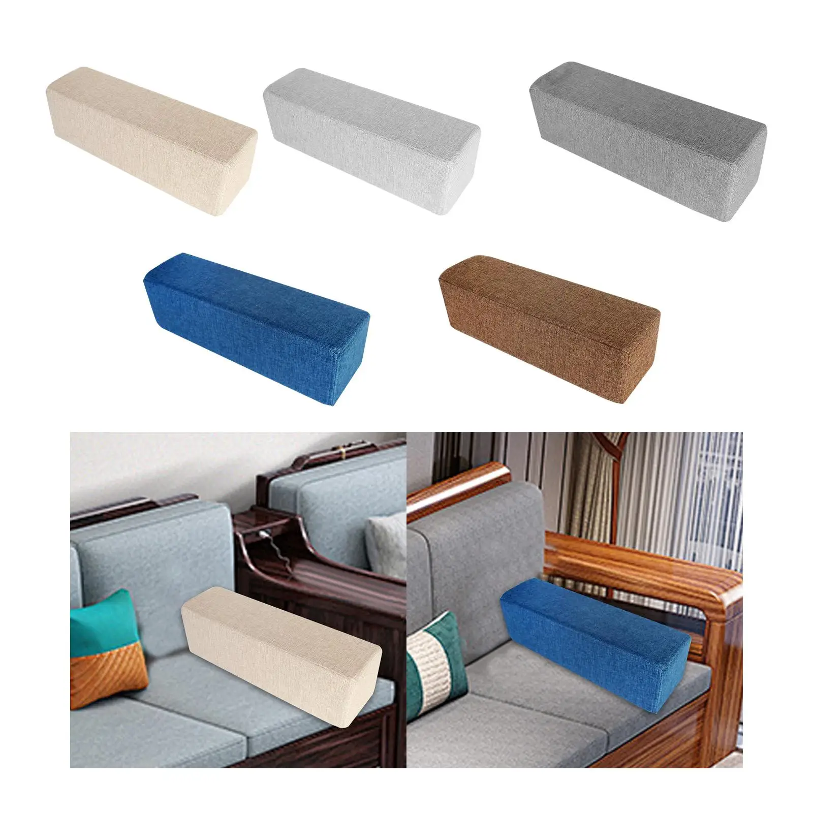 Couch Arm Rest Pillow High Density Foam Bolster with Removable Washable Pillowcase Armrest Cushion for Bedroom Car Home Working