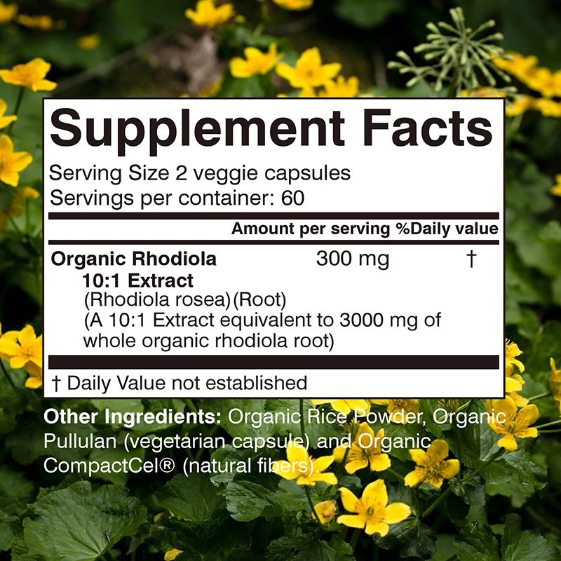 Rhodiola - Relieves Stress, Improves Mood, Increases Focus & Energy, Supports Brain Function