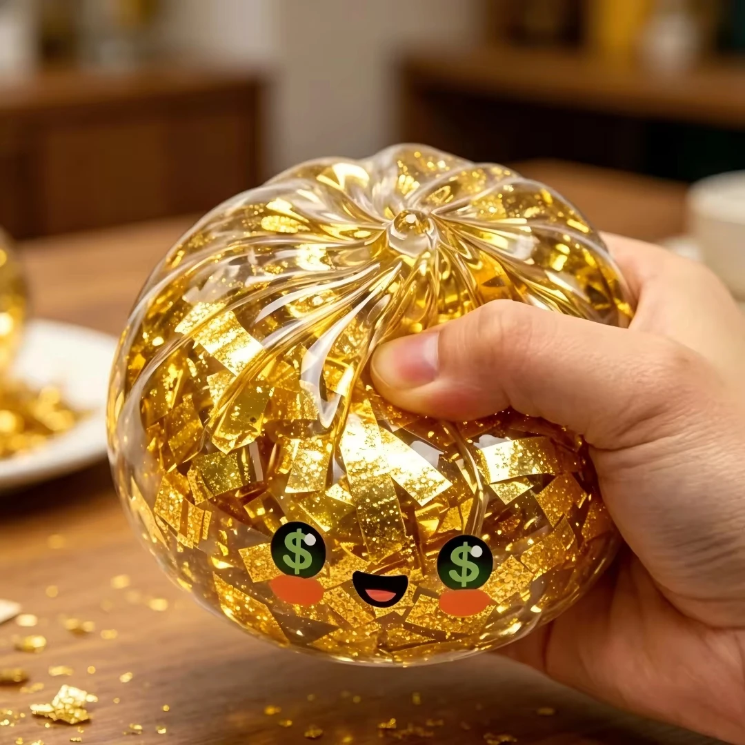 Große, bunte Glitzer-Dumplings, die man zusammendrücken kann, mit Box, sensorische Quetsch-Dumplings zur Stressbewältigung, dekorativ. – Detail 10