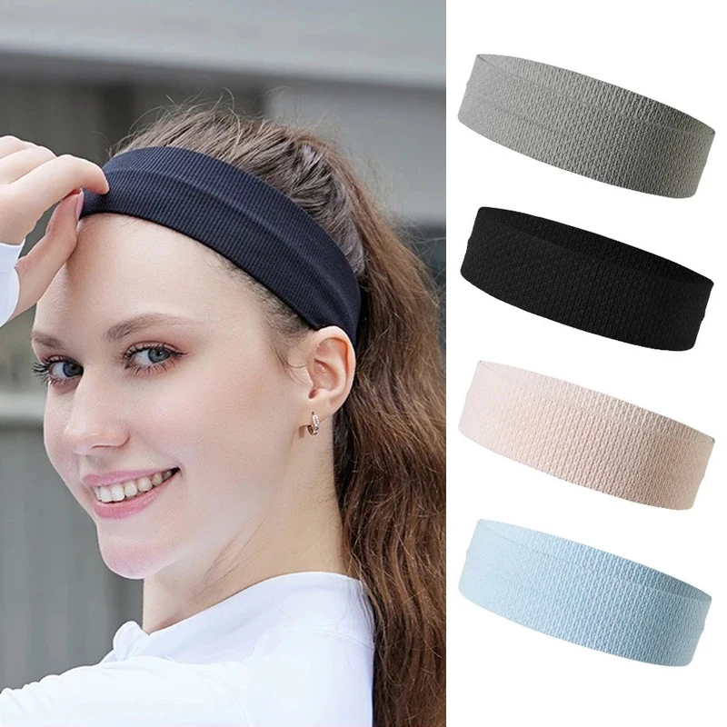 Non-Slip Solid Color Moisture-Wicking Sweatband Headband High Elastic Sports Tennis Basketball Women Men Headband Sweatband