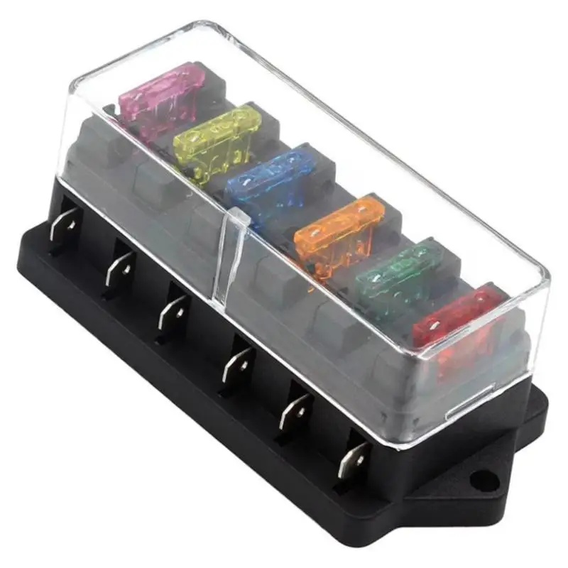 High Quality 6 Way Circuit Standard ATO Blade Fuse Box DC 12V/24V Car Fuse Block Holder Fuses