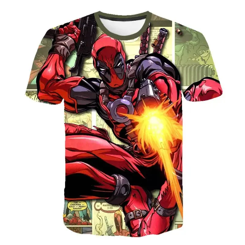 Deadpool Boys Girls T-shirt Wolverine Men's T-shirt 3D Printing New Short Sleeve Marvel Men's T-shirt Superhero Men's Clothing