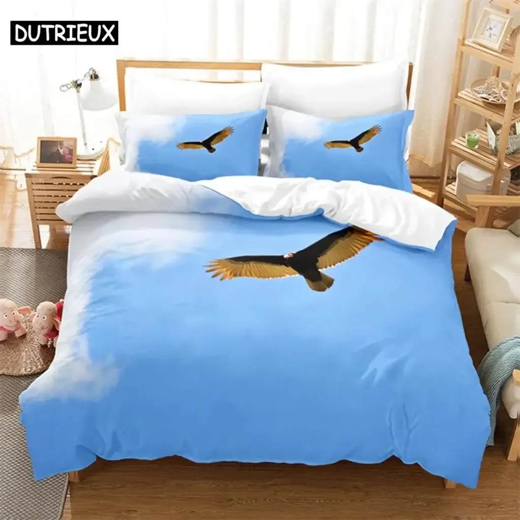 Blue Sky Eagle Comfortable Duvet Quilt Cover Pillowcase Bedding Set Children Bedroom Decoration Home Textile