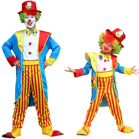 Carnival Circus Clown Cosplay Tuxedo Costume Funny Clown Costume Set Suitable for Circus Theme Party, Birthday Party