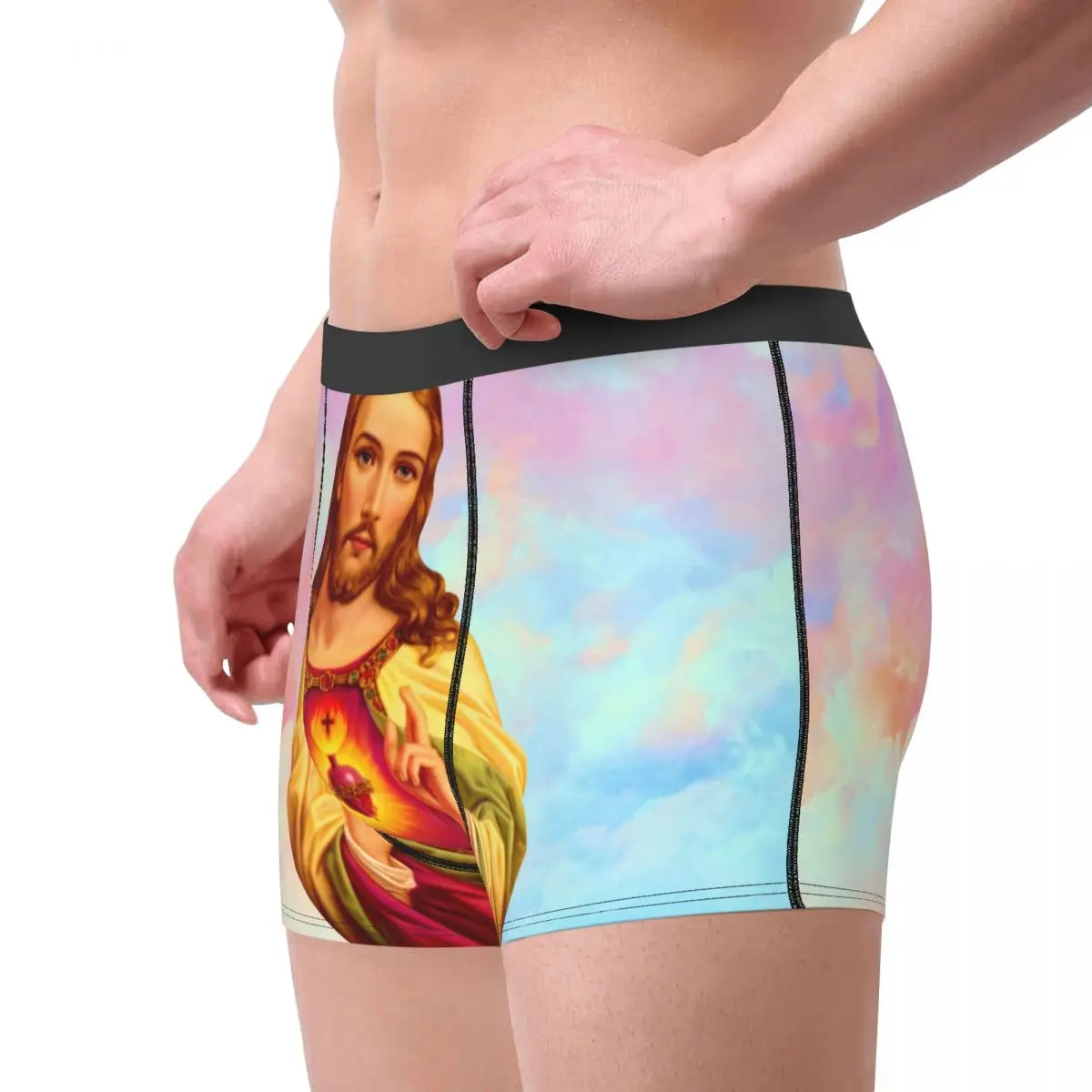 Custom Male Cool Sacred Heart Of Jesus Underwear Christian Catholic God Boxer Briefs Soft Shorts Panties Underpants