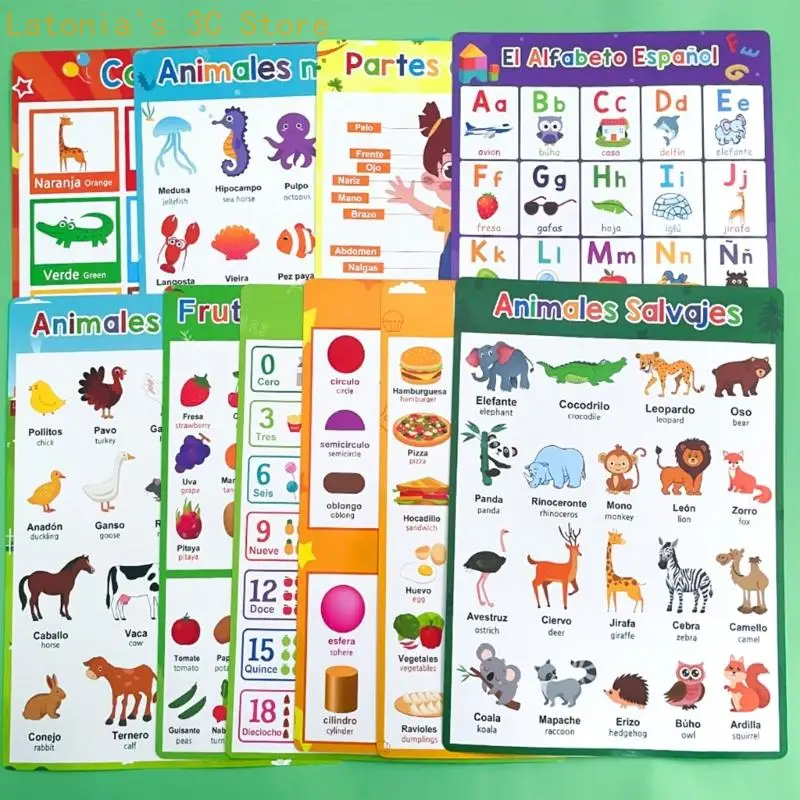 10 Stück bunte Vokabelunterrichtsposter, pädagogische Klassenzimmer-Wandposter – Detail 7