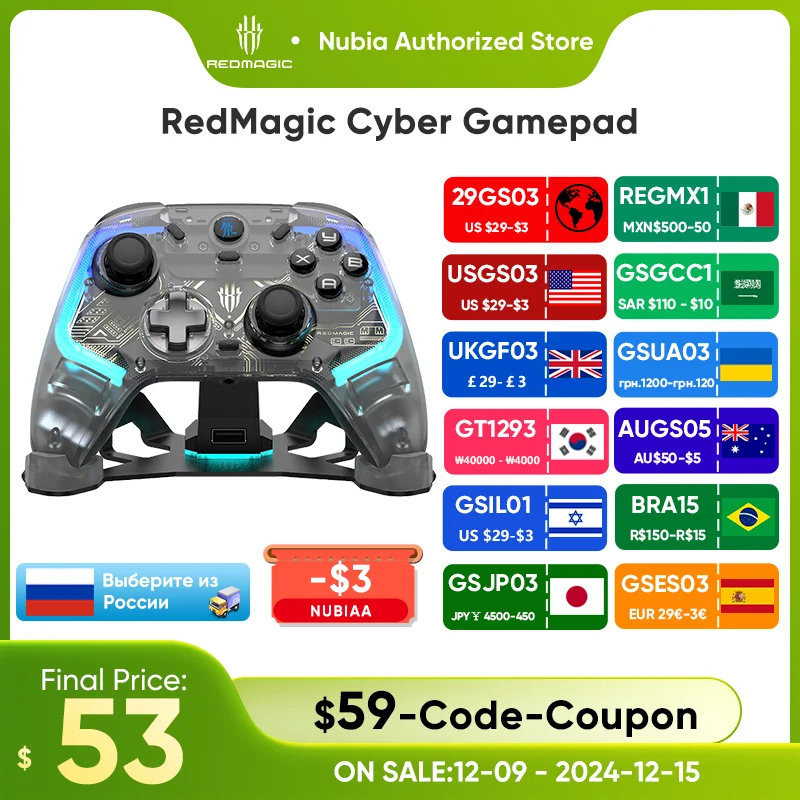 RedMagic Cyber Gamepad RGB Motor Vibration Bluetooth Controller for PC Gamer Black Myth: Wukong IOS Gamepad Android Switch