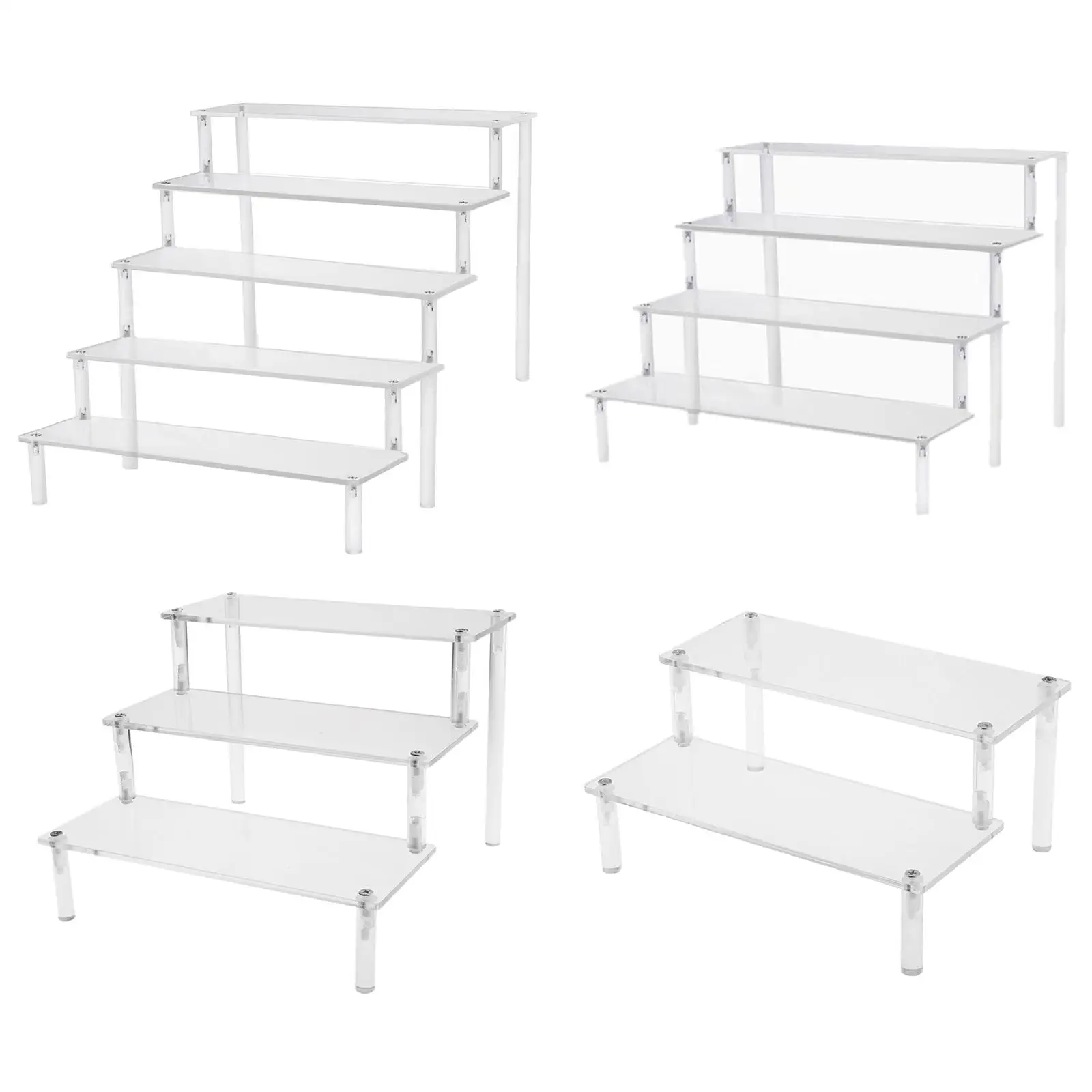 Transparent Multi Ladder Acrylic Rack Countertop Riser Shelves Showcase