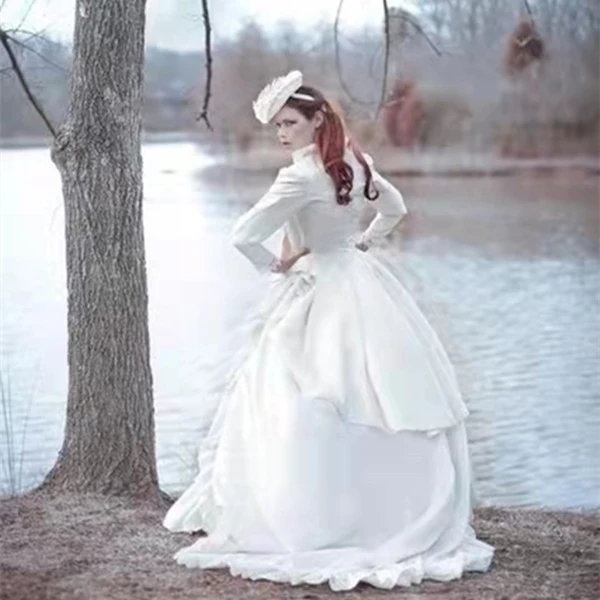 Gothic Black Wedding Dress With Jacket Corset Vintage Victorian Bridal Gowns Court Train Masquerade Vestido Customized 2025