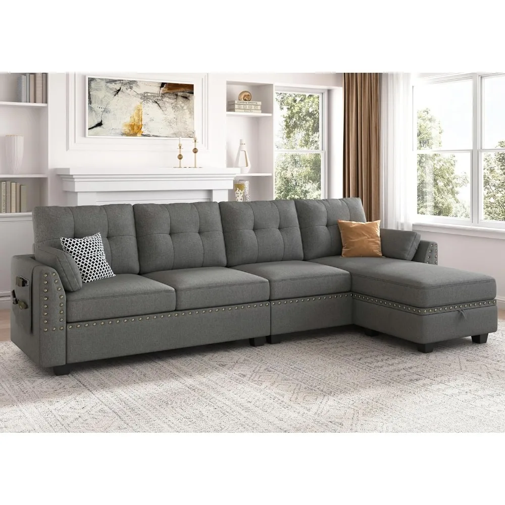 

Reversible Sectional Sofa L-Shape Sofa Convertible Couch 4-Seater Sofas Sectional for Apartment, Office Sofa Set