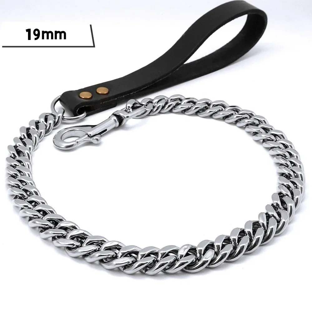 COOYOMOO Edelstahl-Hundeleine, Haustierleine, Traktion, superstarke goldene Halsbandkette, 32 mm, 19 mm, Bulldogge, Pitbull, große Hundehalsband-Leine 9