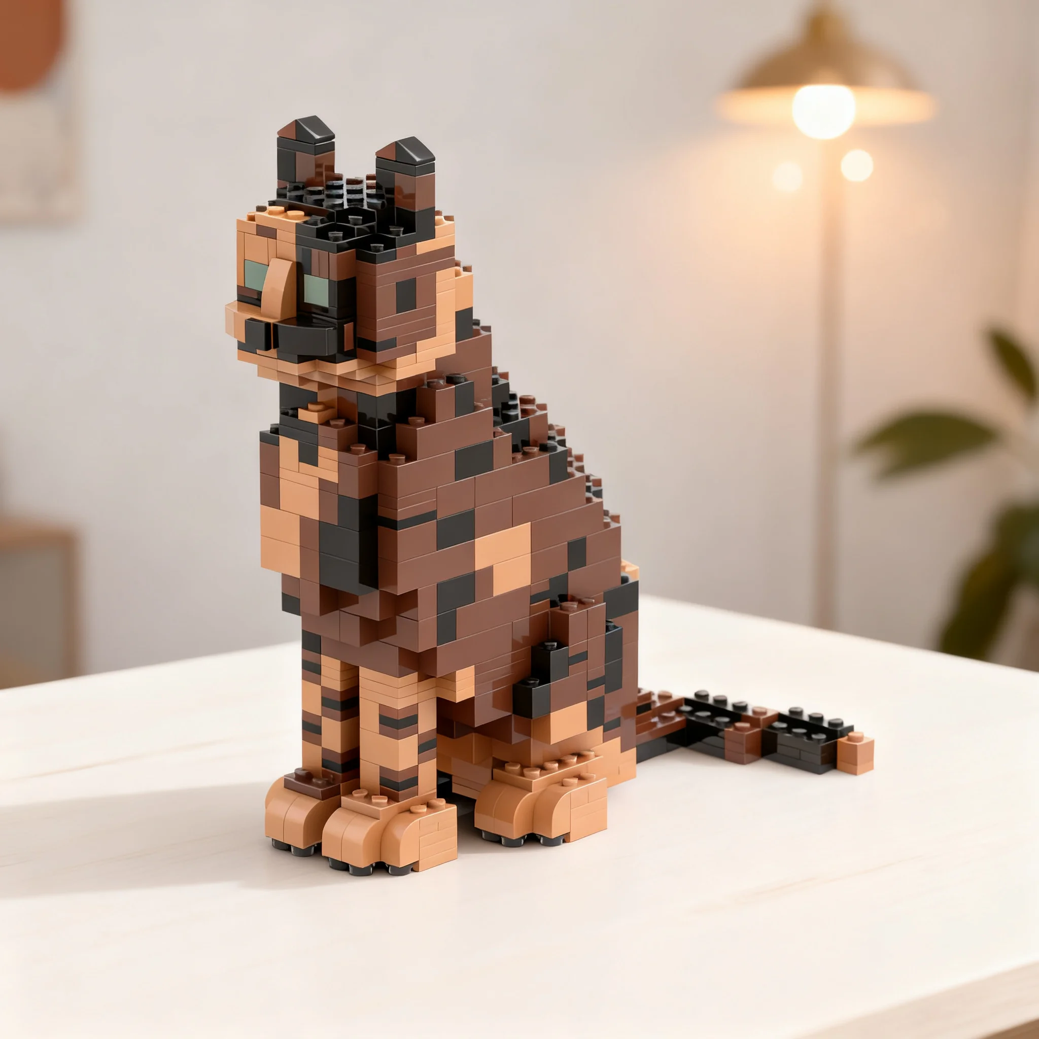 714pcs MOC Bengal CAT Sculptures Model Building Blocks Christmas Gift Construction Toy DIY Birthday Display Assemble Collection
